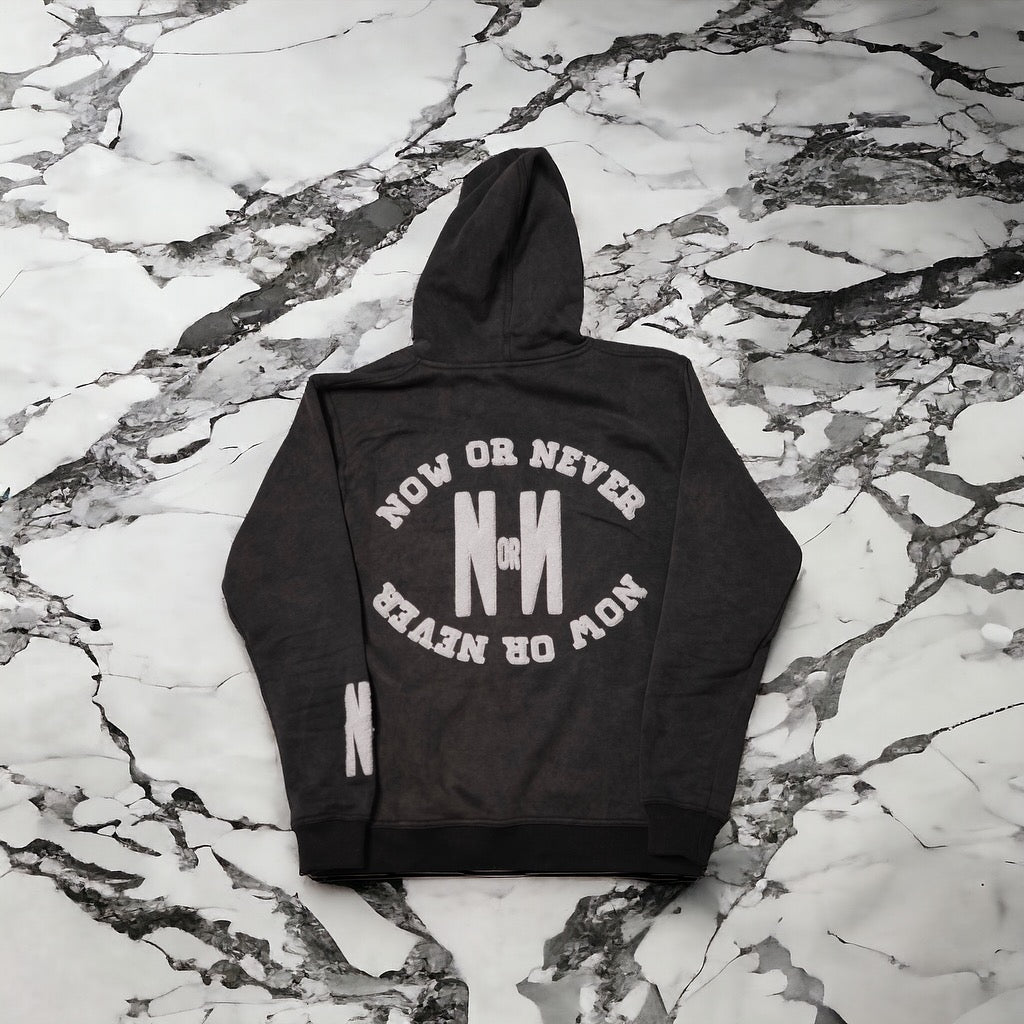NOW OR NEVER Chenille Patch Zip Up