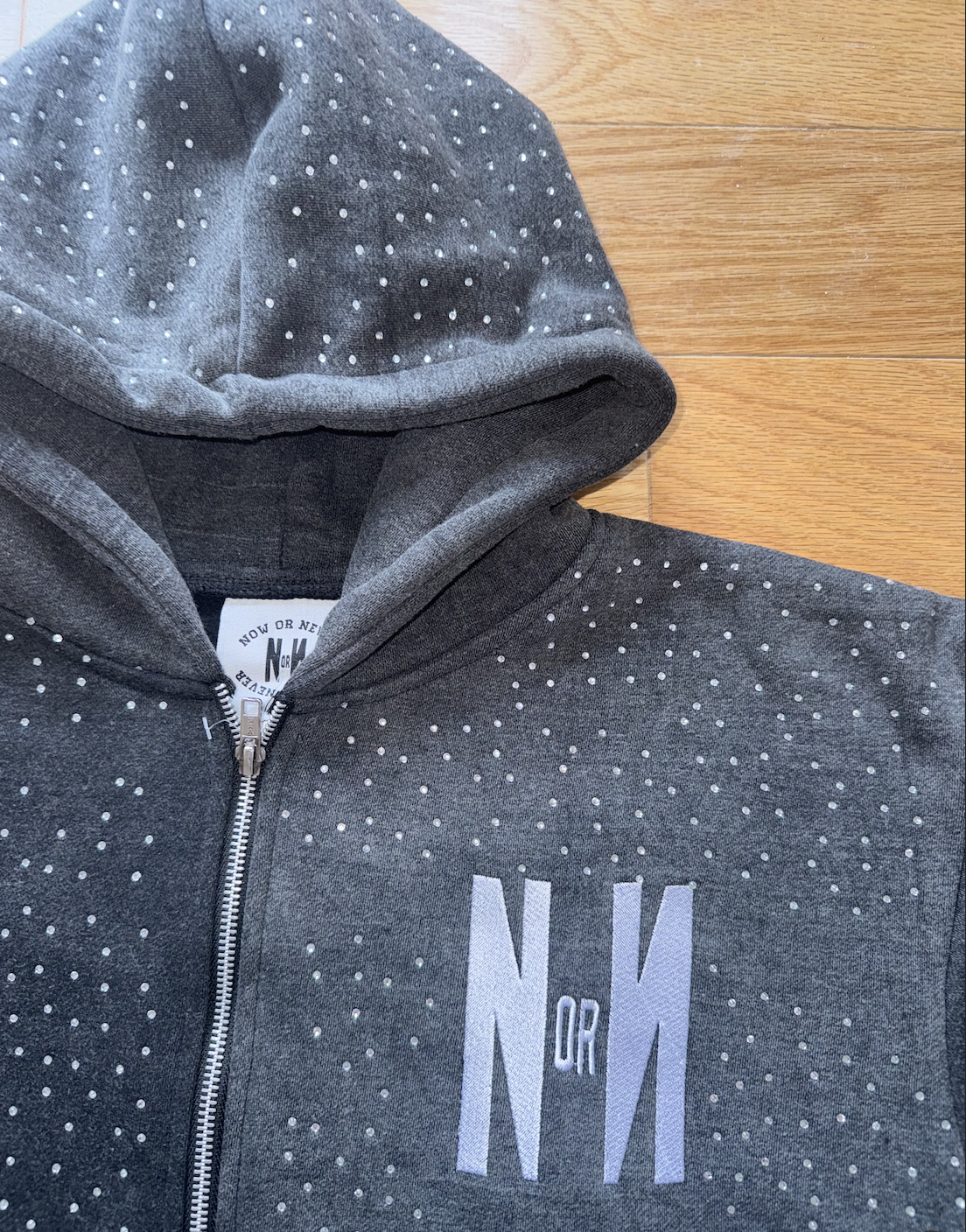 NOW OR NEVER Swarvorski Zip Up