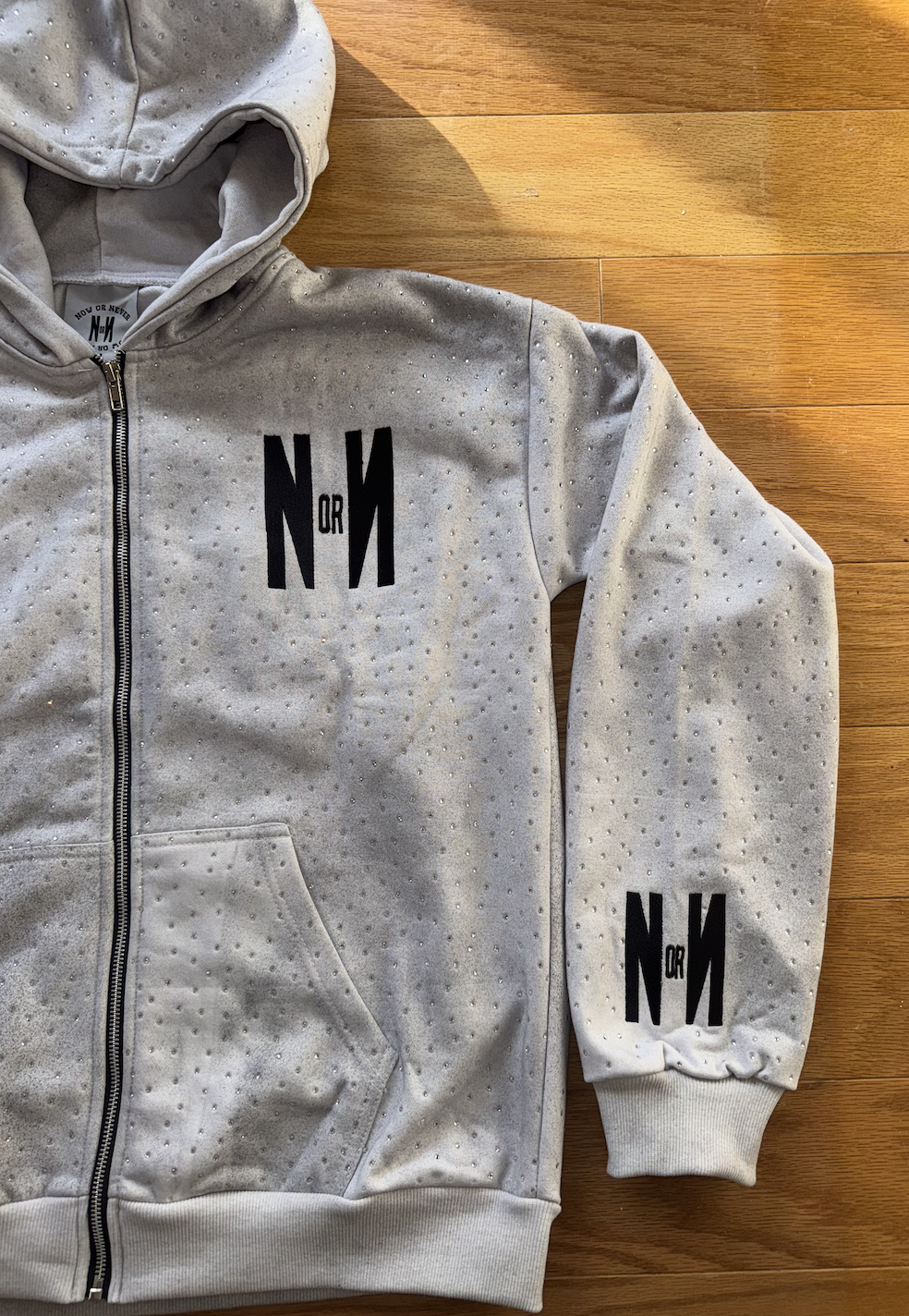 NOW OR NEVER Swarvorski Zip Up