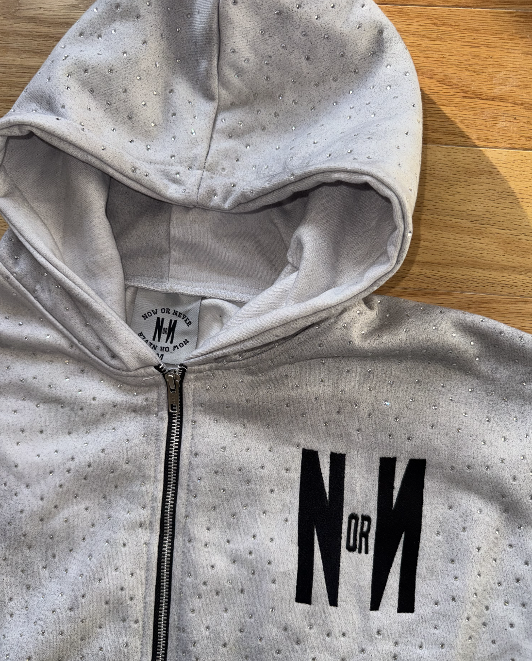 NOW OR NEVER Swarvorski Zip Up