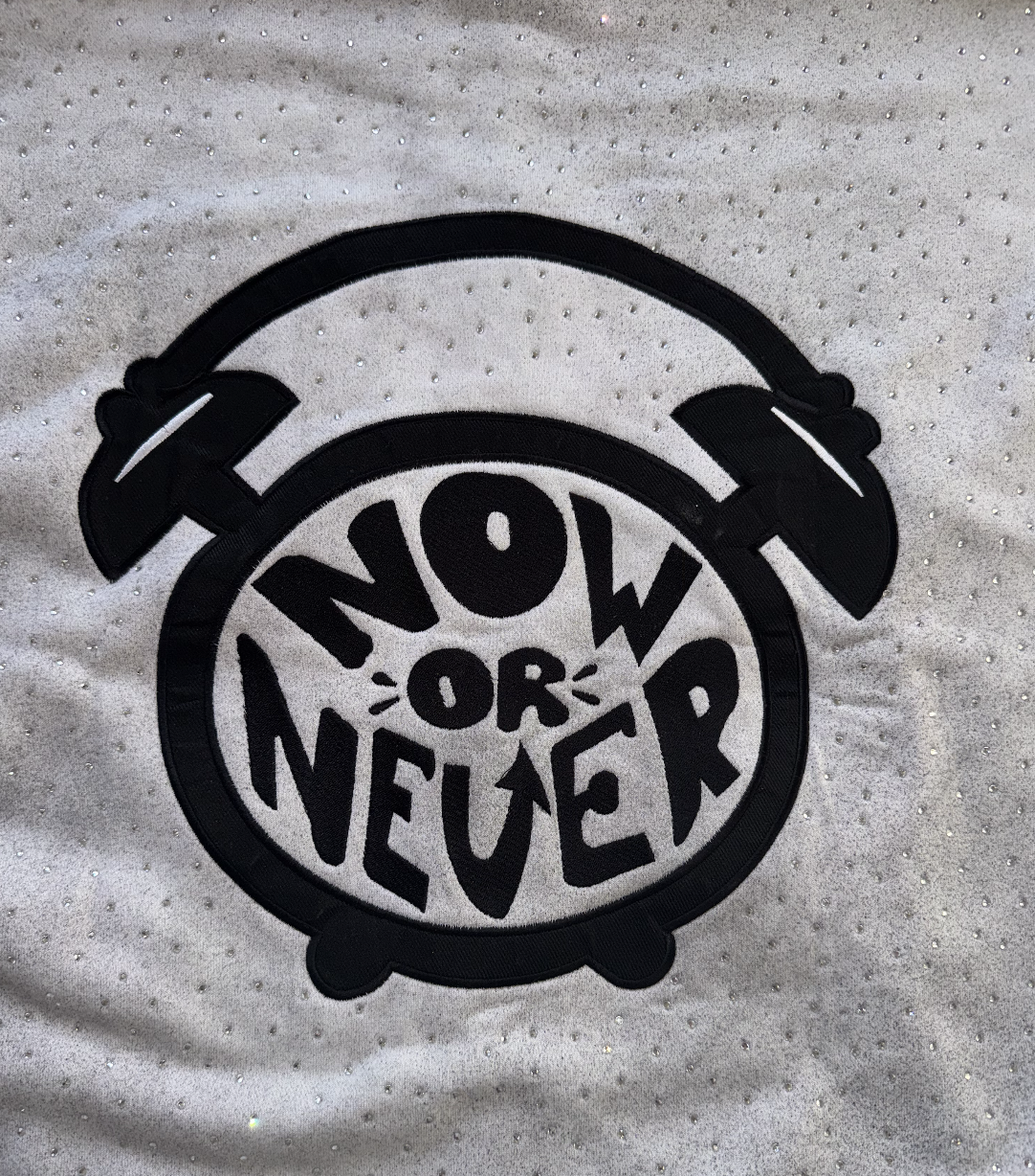 NOW OR NEVER Swarvorski Zip Up
