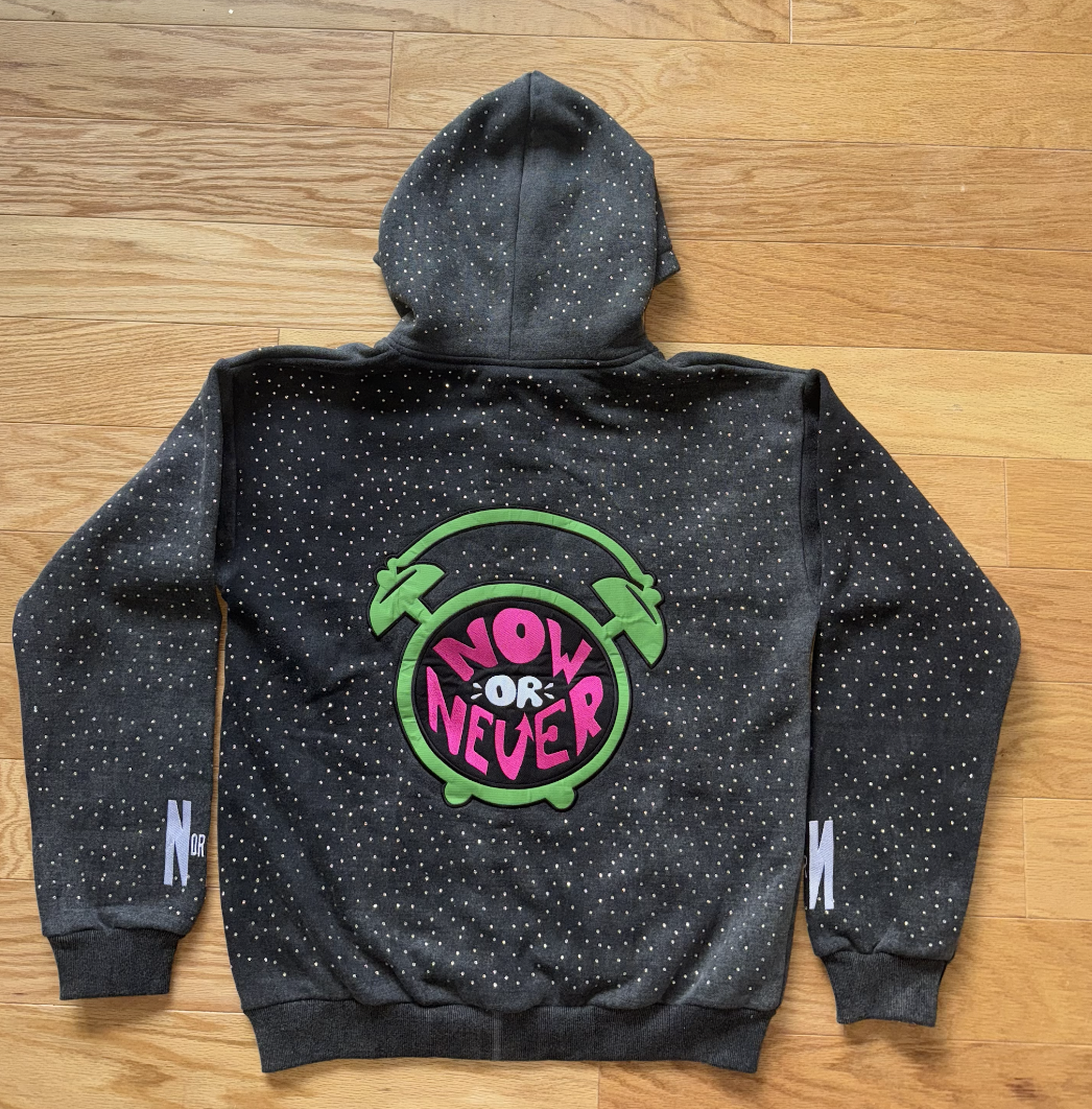 NOW OR NEVER Swarvorski Zip Up